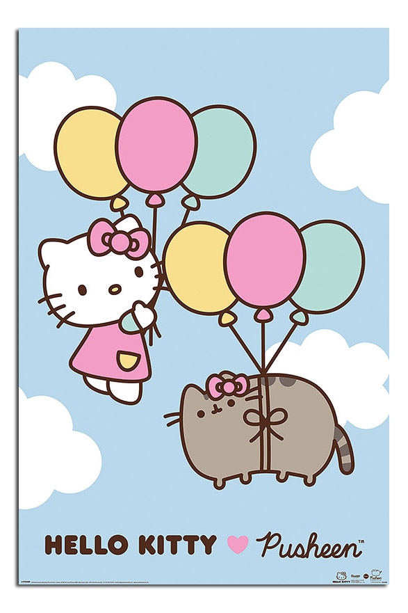 Pusheen x Hello Kitty Up Up And Away Poster